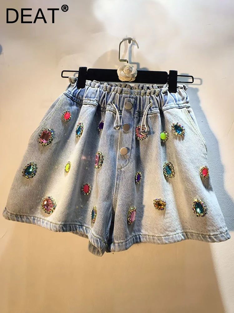 DEAT Women's Denim Shorts Colored Big Diamonds Drawstring Elstic Waist Wide Leg Short Pants 2024 Summer New Fashion 29L1544
DEAT Women's Denim Shorts Colored Big Diamonds Drawstring Elstic Waist Wide Leg Short Pants 2024 Summer New Fashion 29L1544
