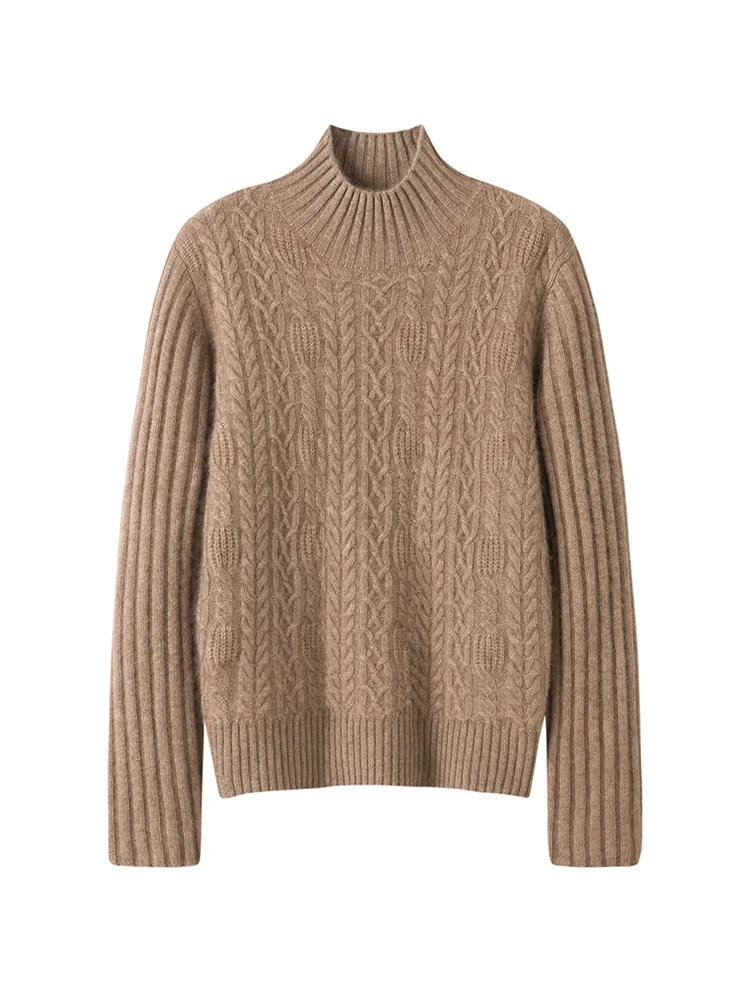 TLOML New Women's 100% Cashmere Sweater Mock Neck Cable Knit Pullover Autumn Winter Basic Soft Warm Solid Knitwear Thicken Tops
TLOML New Women's 100% Cashmere Sweater Mock Neck Cable Knit Pullover Autumn Winter Basic Soft Warm Solid Knitwear Thicken Tops