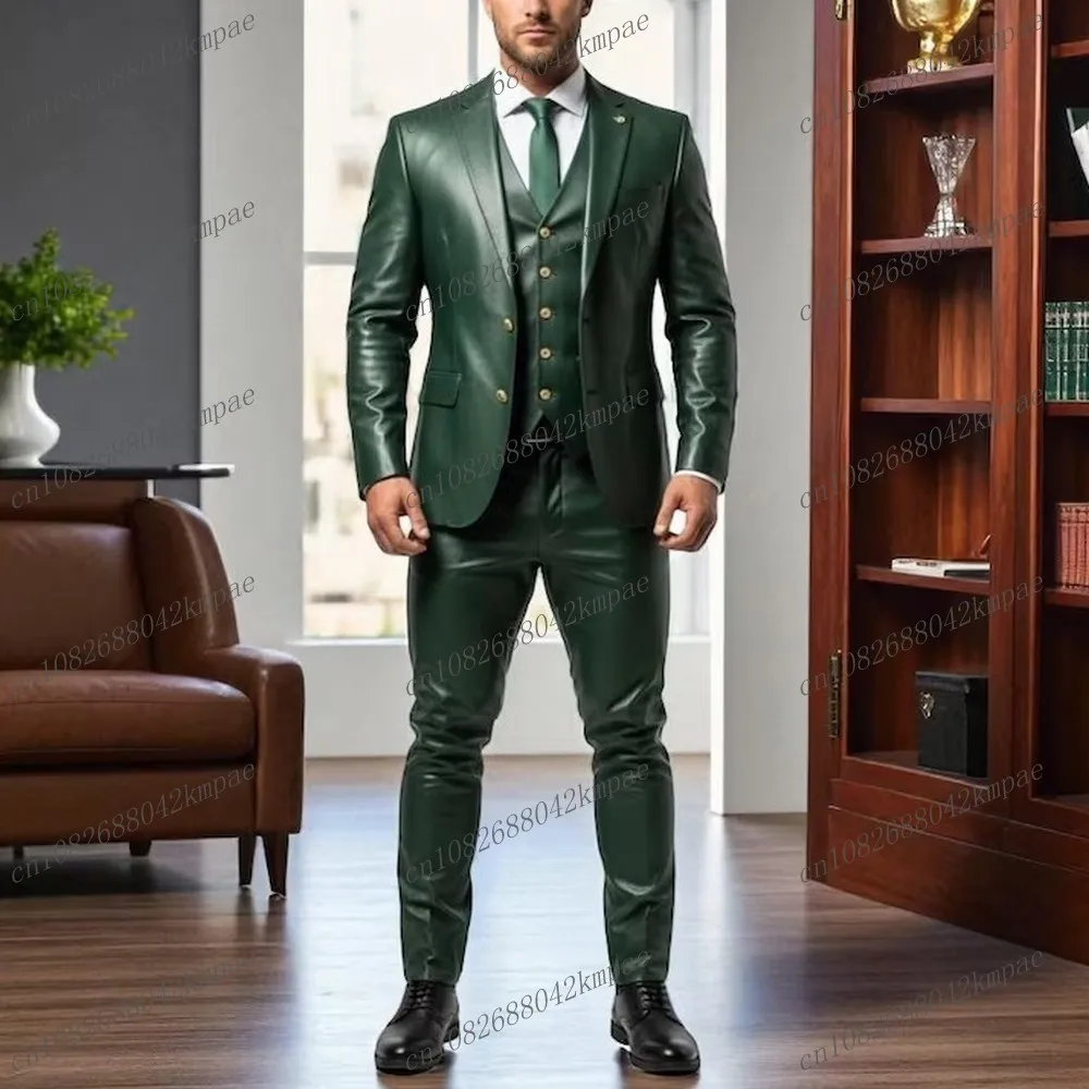 Dark Green Leather Men Suit Formal Groom Groomsman Wedding Party Prom Male Business Tuxedos 3 Piece Set Blazer Vest Pants
Dark Green Leather Men Suit Formal Groom Groomsman Wedding Party Prom Male Business Tuxedos 3 Piece Set Blazer Vest Pants