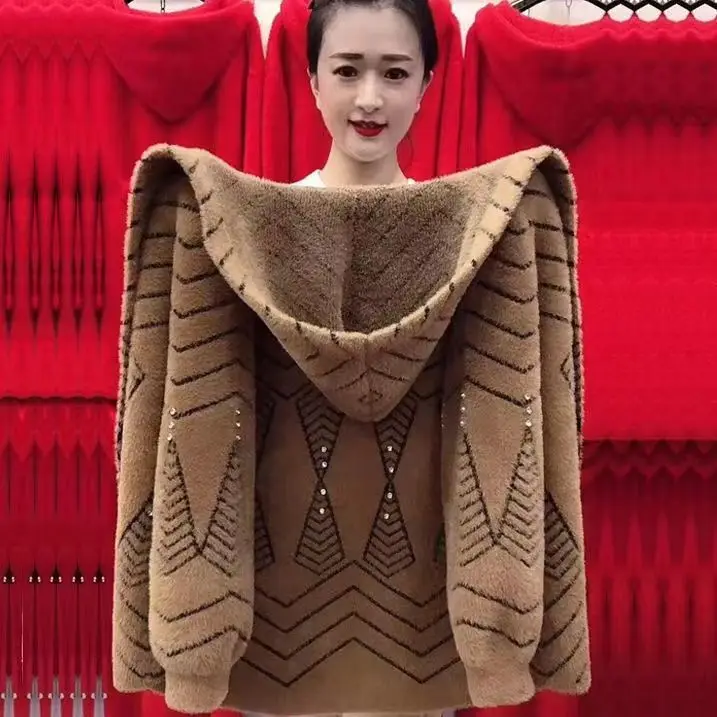 Women's Sweater Middle-aged Mom Wear Hooded Single Breasted Knit Sweater Ladies Cardigan Jacket Spring Autumn Sweater Coat T64
Women's Sweater Middle-aged Mom Wear Hooded Single Breasted Knit Sweater Ladies Cardigan Jacket Spring Autumn Sweater Coat T64