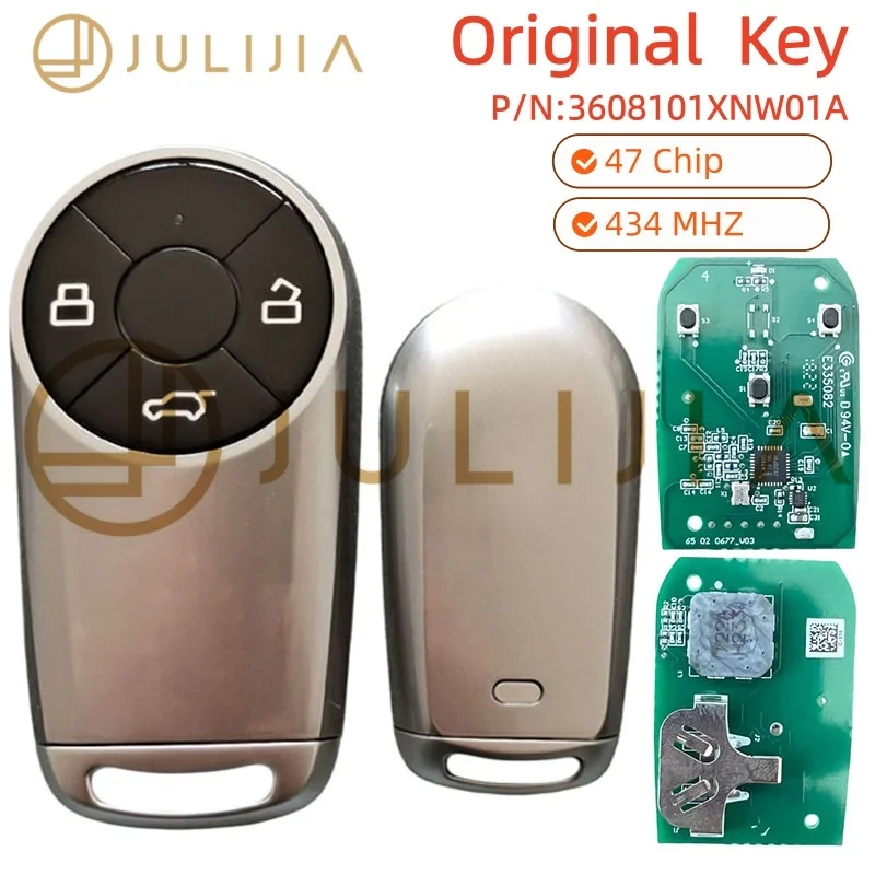 JULIJIA Original for ORA key 47 CHIP P/N: 3608101XNW01A For Great Wall Ora Good Cat Original Smart Remote Control Key 3 Buttons
JULIJIA Original for ORA key 47 CHIP P/N: 3608101XNW01A For Great Wall Ora Good Cat Original Smart Remote Control Key 3 Buttons
