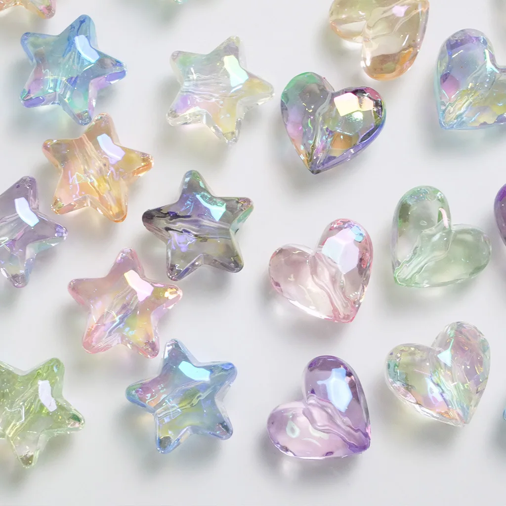 10pcs Colorful Heart Beads Transparent Loose Spacer Beads UV Electroplat Pentagram for DIY Jewelry Making Pendants Bracelet
10pcs Colorful Heart Beads Transparent Loose Spacer Beads UV Electroplat Pentagram for DIY Jewelry Making Pendants Bracelet