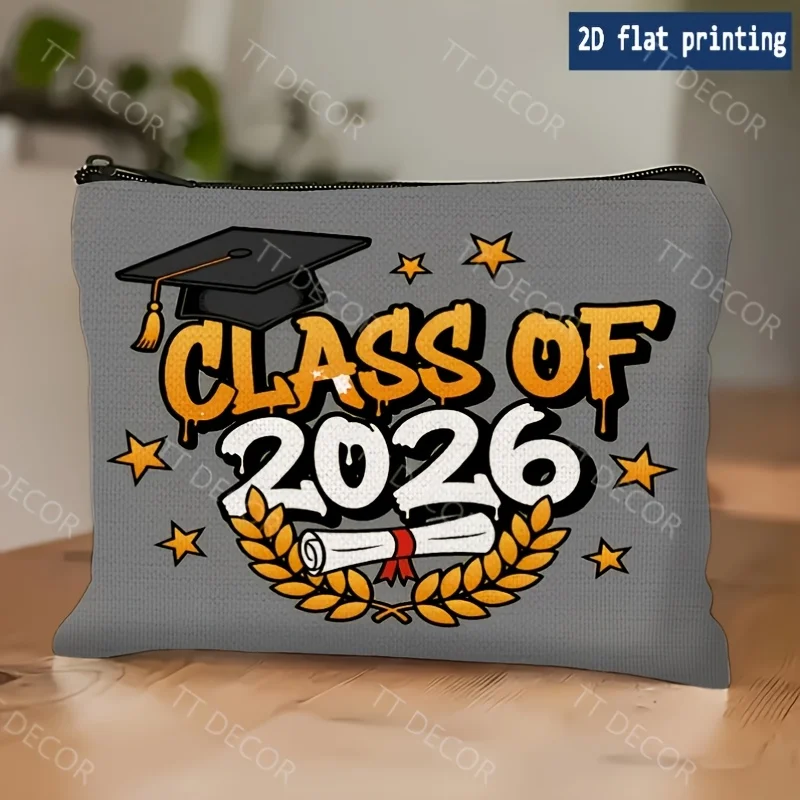 Flat Printing Cosmetic Pouch 2026 Lettering with Graduation Cap and Laurel Wreath Motif Ideal for College Graduation Gifting
Flat Printing Cosmetic Pouch 2026 Lettering with Graduation Cap and Laurel Wreath Motif Ideal for College Graduation Gifting
