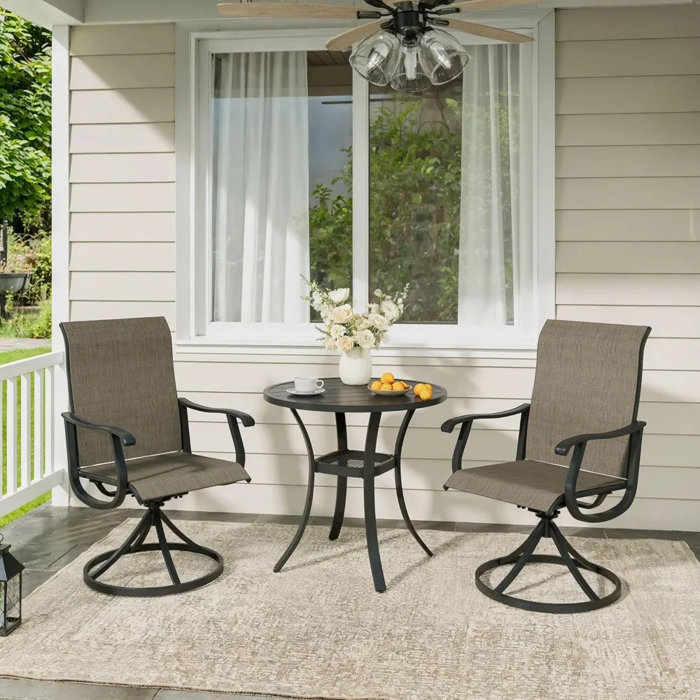 Patio 3 Pieces Outdoor Bistro Table Set, 27.6" Round Metal Table and 2 Swivel Textilene Chairs, Patio Dining Set for Patio, Law
Patio 3 Pieces Outdoor Bistro Table Set, 27.6" Round Metal Table and 2 Swivel Textilene Chairs, Patio Dining Set for Patio, Law