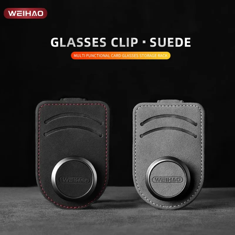 Weihao car glasses clip with multiple card holders in the style of deer skin velvet
Weihao car glasses clip with multiple card holders in the style of deer skin velvet