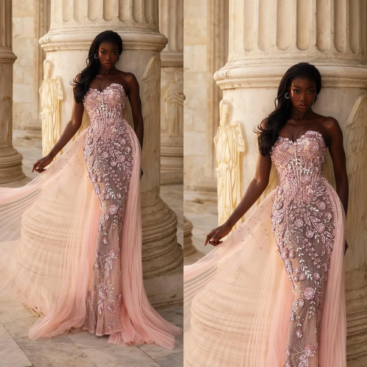 Stylish Evening Dresses Crystal Strapless Mermaid Prom Dress with Overskirts Illusion Customized Party Gown Vestidos De Noche
Stylish Evening Dresses Crystal Strapless Mermaid Prom Dress with Overskirts Illusion Customized Party Gown Vestidos De Noche
