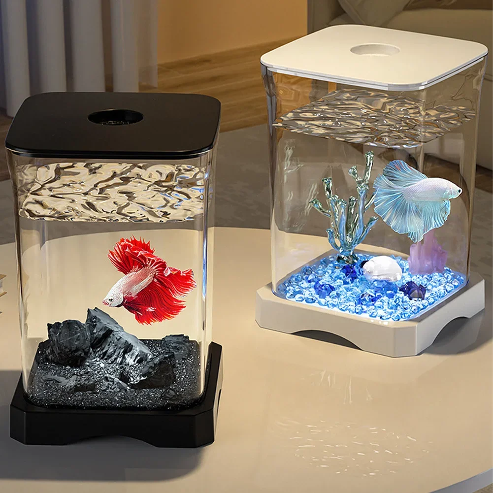 Mini Betta Fish Tank Starter Kit Aquarium Tank with Bottom Light Rectangular Mini Desktop Aquarium with Top Feeding Hole
Mini Betta Fish Tank Starter Kit Aquarium Tank with Bottom Light Rectangular Mini Desktop Aquarium with Top Feeding Hole