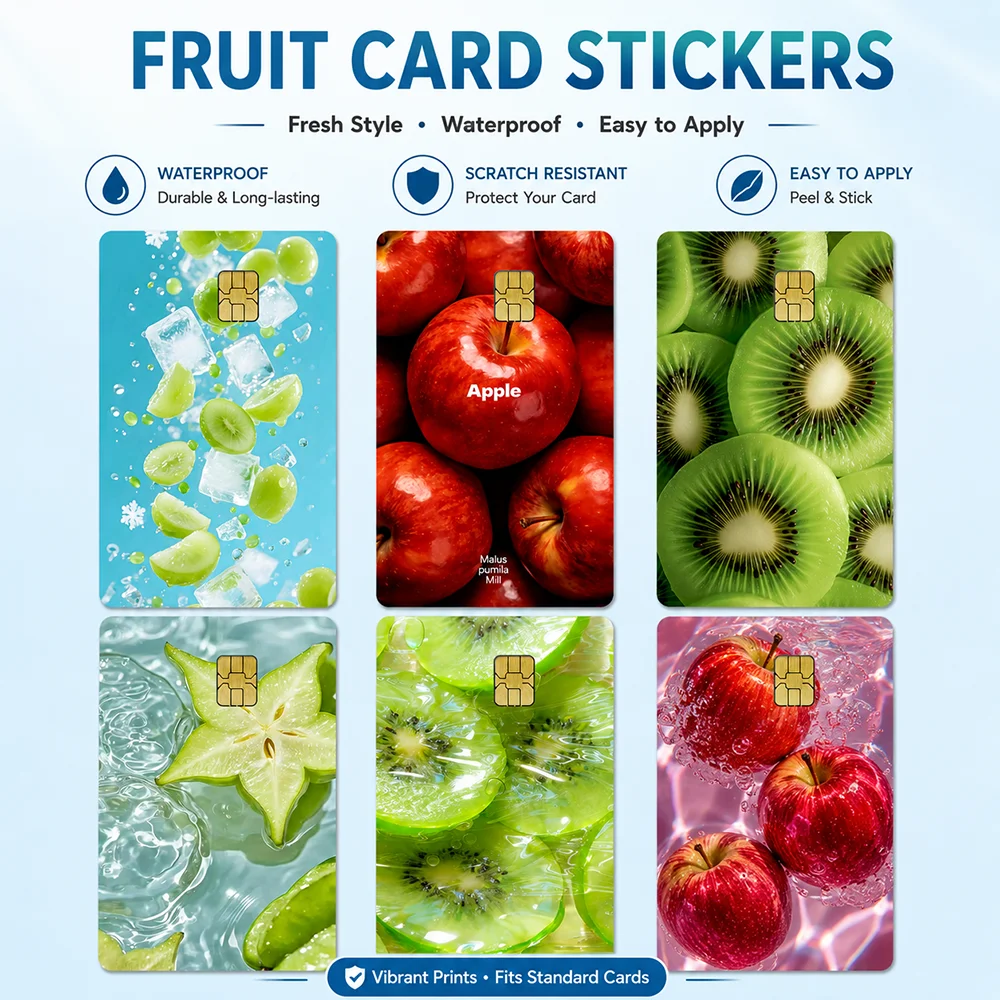 Fruit Pattern Bank Card Sticker Set Waterproof PVC Card Skin Cover for Credit Card Debit Card ATM Card Decorative Decal Gifts
Fruit Pattern Bank Card Sticker Set Waterproof PVC Card Skin Cover for Credit Card Debit Card ATM Card Decorative Decal Gifts