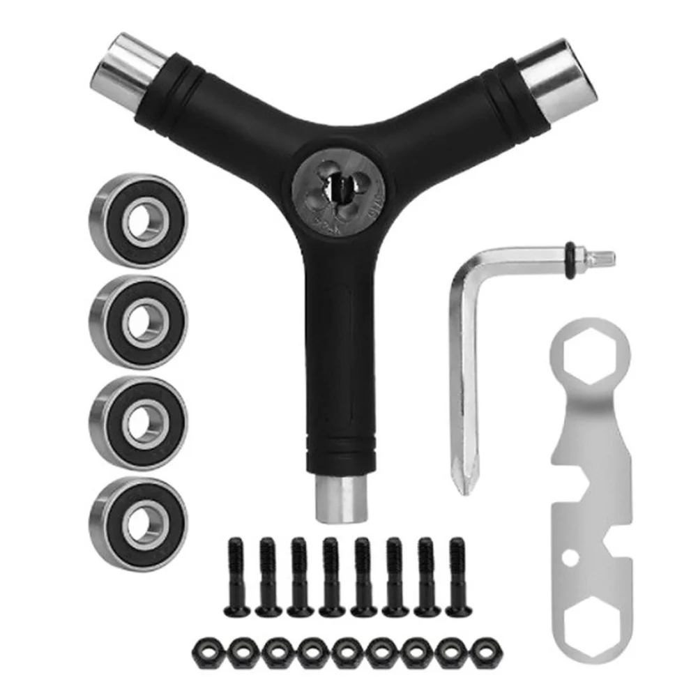Y Shape Skateboard Maintenance Kit with Bearings and 25mm Kingpins for Longboard Truck Assembly Disassembly and Repair
Y Shape Skateboard Maintenance Kit with Bearings and 25mm Kingpins for Longboard Truck Assembly Disassembly and Repair
