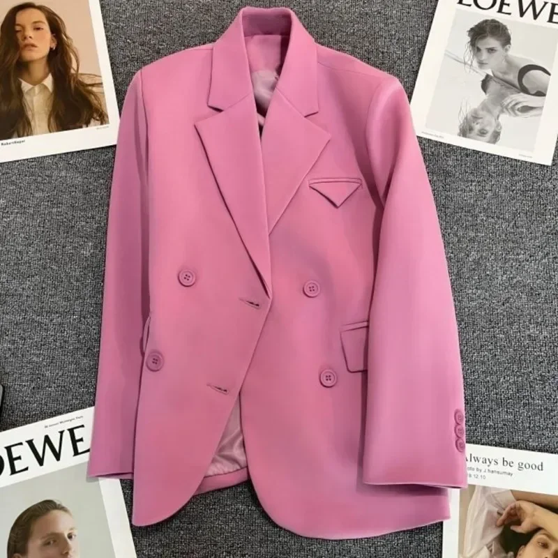 Women New Korean Solid Color Fashion Casual Long Sleeve Double-breasted Streetwear Office Lady Blazer Vintage Coat Top
Women New Korean Solid Color Fashion Casual Long Sleeve Double-breasted Streetwear Office Lady Blazer Vintage Coat Top