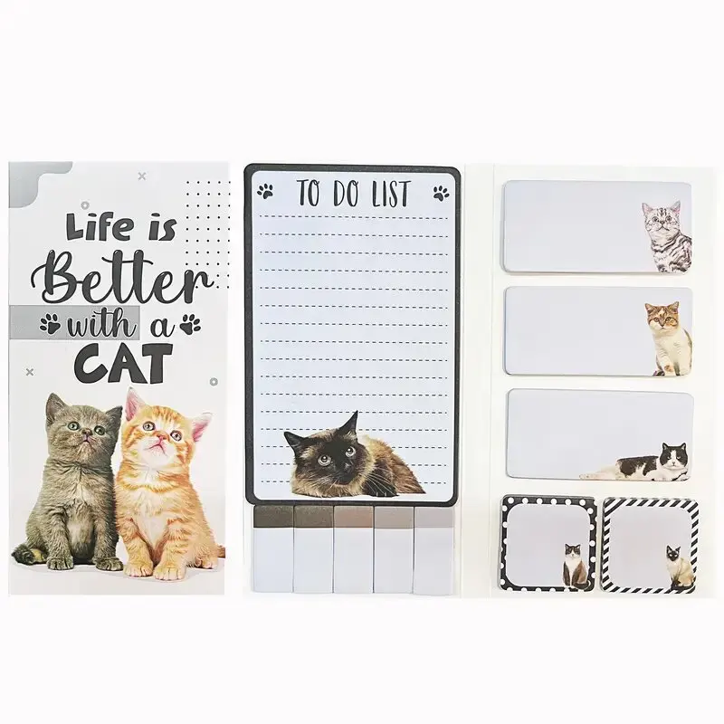 1Pc “Life's Better With Cats” Sticky Note Set - 550 Sheets, Includes Kitten Animal Divider Labels and Page Markers
1Pc “Life's Better With Cats” Sticky Note Set - 550 Sheets, Includes Kitten Animal Divider Labels and Page Markers