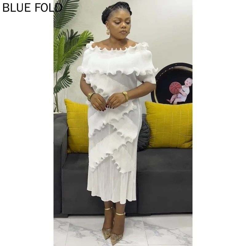 MIYAKE PLEATS Plus Size African Women's Dress European and American Fashion One-shoulder Ruffled Edge Elegant Dress
MIYAKE PLEATS Plus Size African Women's Dress European and American Fashion One-shoulder Ruffled Edge Elegant Dress