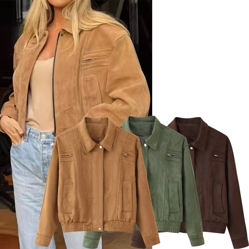 Autumn Turn-down Collar Zipper Versatile Jacket Women Long Sleeve Pockets Coat Vintage Jacket Female Casual Street Tops 2025 New
Autumn Turn-down Collar Zipper Versatile Jacket Women Long Sleeve Pockets Coat Vintage Jacket Female Casual Street Tops 2025 New
