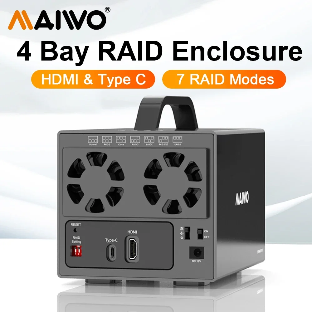 Корпус внешнего жесткого диска MAIWO 4 Bay RAID с HDMI портом 3,5 дюйма Type-C на SATA алюминиевый корпус для жесткого диска 7 режимов RAID
Корпус внешнего жесткого диска MAIWO 4 Bay RAID с HDMI портом 3,5 дюйма Type-C на SATA алюминиевый корпус для жесткого диска 7 режимов RAID