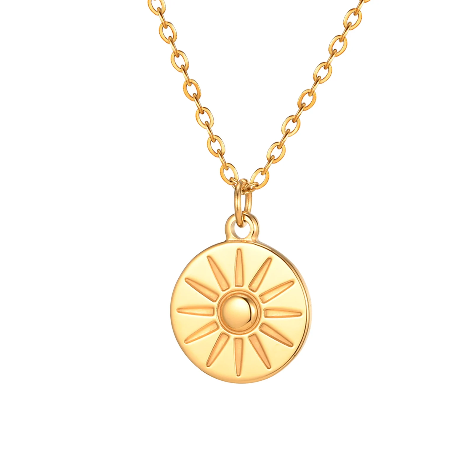 Sun Coin Pendant Necklace for Women, 18k Gold Plated Medallion Pendant Jewelry Stainless Steel Fashion Gift
Sun Coin Pendant Necklace for Women, 18k Gold Plated Medallion Pendant Jewelry Stainless Steel Fashion Gift