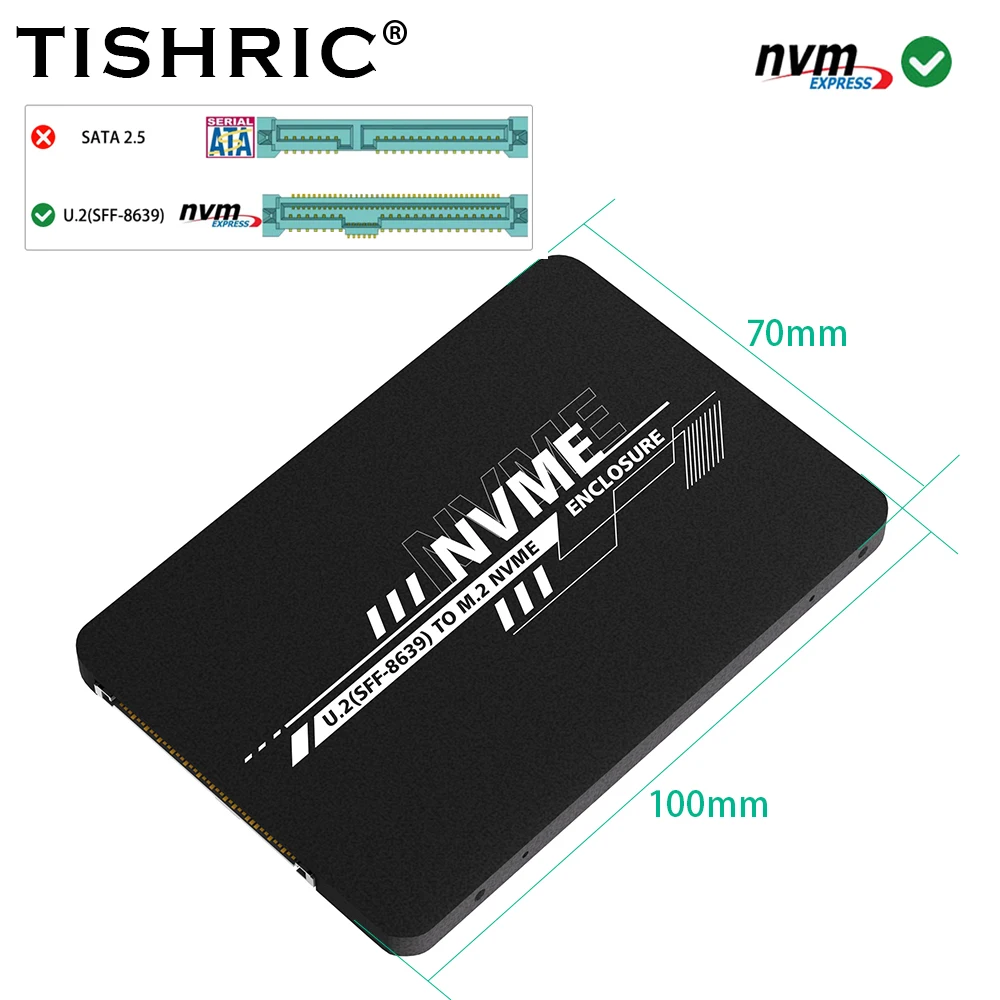 TISHRIC M.2 NGFF (B+M Key) to 2.5 inch U.2 (SFF-8639) Adapter–Dual-Mode SSD Converter with Aluminum Enclosure | Supports NVMe
TISHRIC M.2 NGFF (B+M Key) to 2.5 inch U.2 (SFF-8639) Adapter–Dual-Mode SSD Converter with Aluminum Enclosure | Supports NVMe