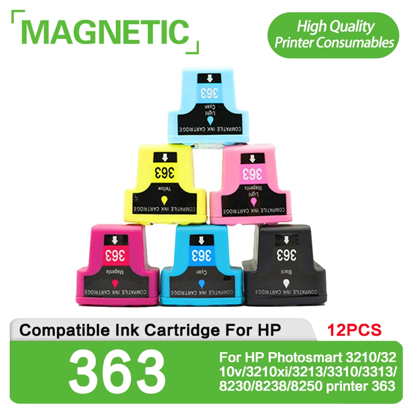 12X Магнитный совместимый чернильный картридж для HP 363 для HP Photosmart 3210/3210v/3210xi/3213/3310/3313/8230/8238/8250 принтер 363
12X Магнитный совместимый чернильный картридж для HP 363 для HP Photosmart 3210/3210v/3210xi/3213/3310/3313/8230/8238/8250 принтер 363