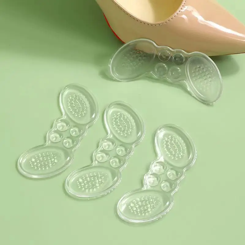 1 pair of women's insoles with transparent padding and heel protection inserted into the insole
1 pair of women's insoles with transparent padding and heel protection inserted into the insole