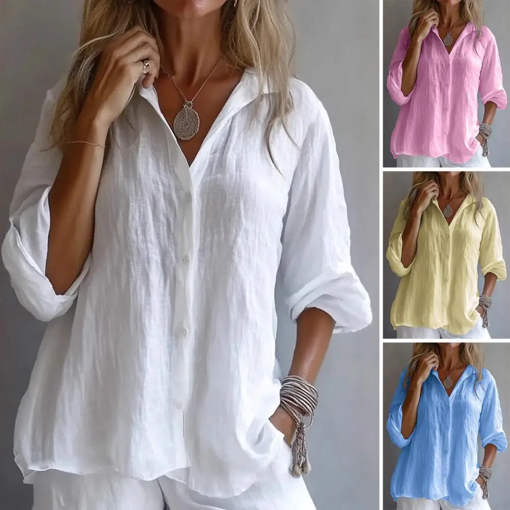 Single-breasted Blouse Lightweight Women Shirt Stylish Women's Lapel Shirt with Long Sleeves Button Placket Solid for Everyday
Single-breasted Blouse Lightweight Women Shirt Stylish Women's Lapel Shirt with Long Sleeves Button Placket Solid for Everyday