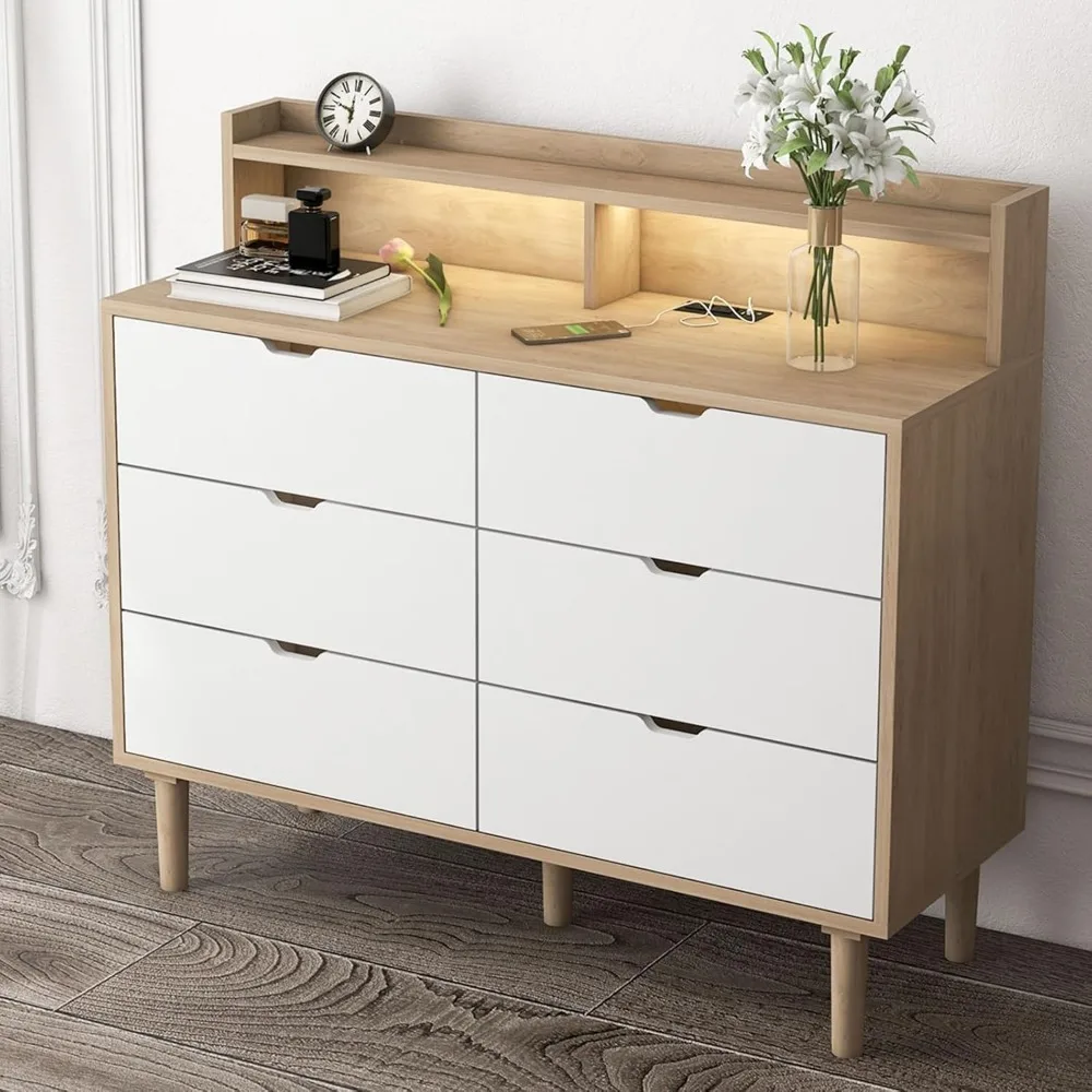 6 Drawer Dresser with Charging Station, Wooden Chest of Drawers with LED Light for Closet Hallway, Living Room, Entryway
6 Drawer Dresser with Charging Station, Wooden Chest of Drawers with LED Light for Closet Hallway, Living Room, Entryway