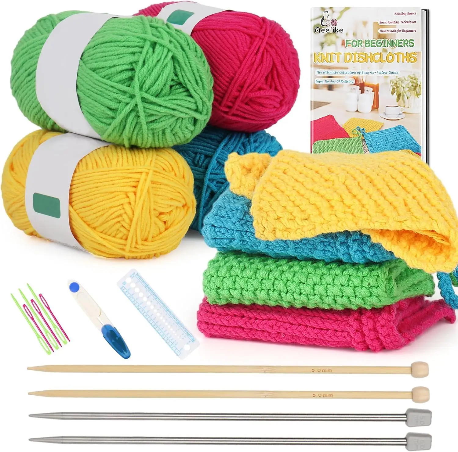 Complete Beginner Knitting Kit with Needles, Yarn & Instructions - Easy DIY Dishcloth Craft Set
Complete Beginner Knitting Kit with Needles, Yarn & Instructions - Easy DIY Dishcloth Craft Set