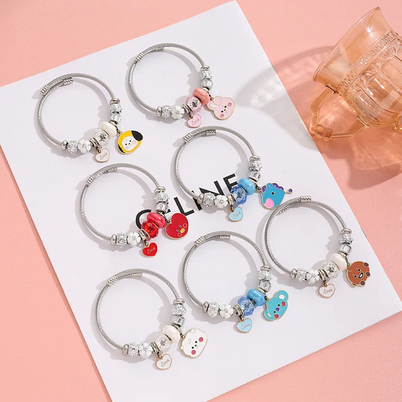 Stainless Steel Bracelet Fashion Cartoon DIY Couples Youth League Concert Support Love Pendant Crystal Bracelet Birthday Gift.
Stainless Steel Bracelet Fashion Cartoon DIY Couples Youth League Concert Support Love Pendant Crystal Bracelet Birthday Gift.