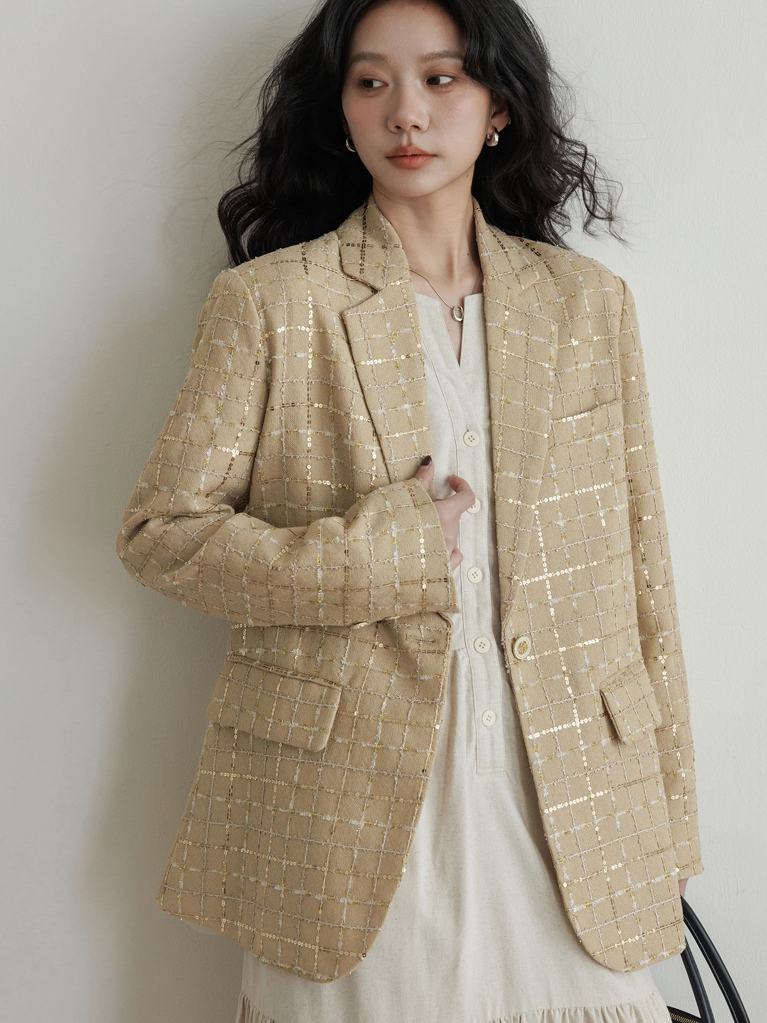 Spring Season Plaid Sle Women's Casual Coat Jaet High Quali Ele Faion Polyester Fiber Long Sve One Button
Spring Season Plaid Sle Women's Casual Coat Jaet High Quali Ele Faion Polyester Fiber Long Sve One Button