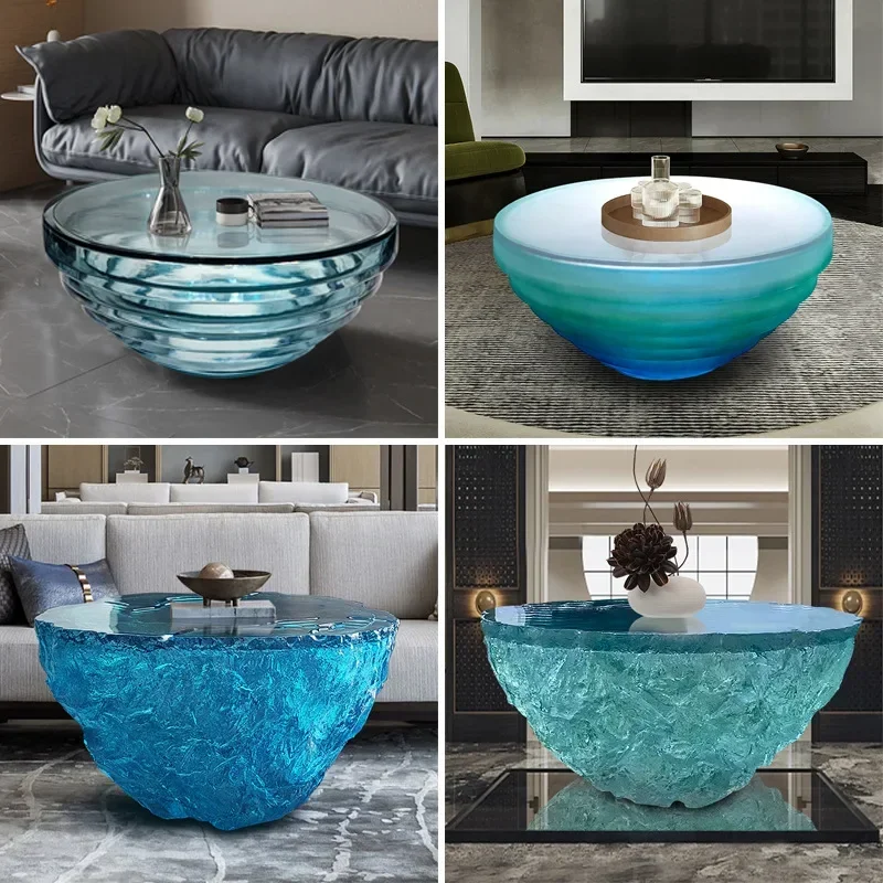 Transparent resin coffee table, blue ocean round table, hotel villa home living room designer model, art coffee table table
Transparent resin coffee table, blue ocean round table, hotel villa home living room designer model, art coffee table table
