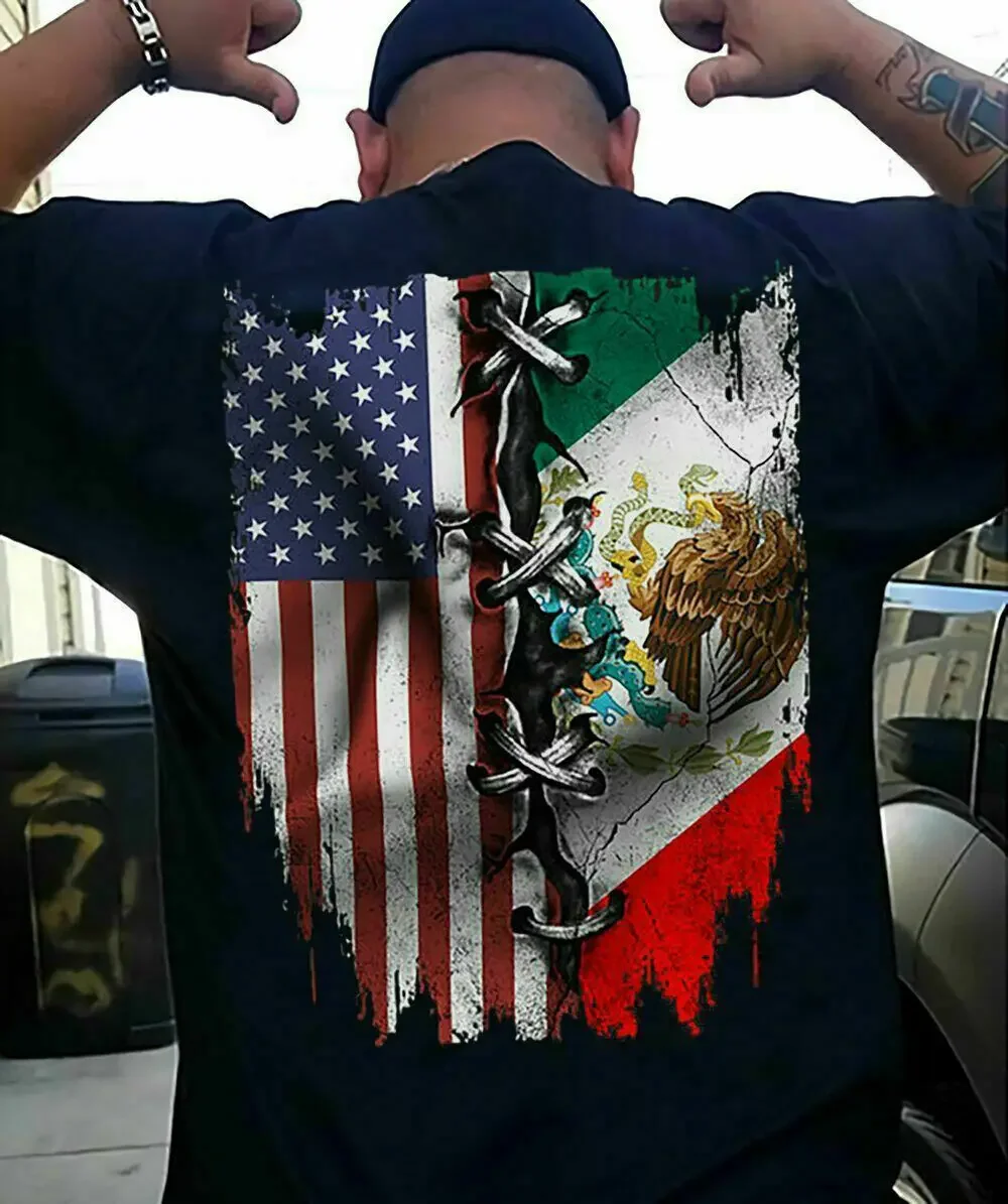 Backside Mixed Mexican American Flag T-Shirt 100% Cotton O-Neck Summer Short Sleeve Casual Mens T-shirt Size S-3XL
Backside Mixed Mexican American Flag T-Shirt 100% Cotton O-Neck Summer Short Sleeve Casual Mens T-shirt Size S-3XL
