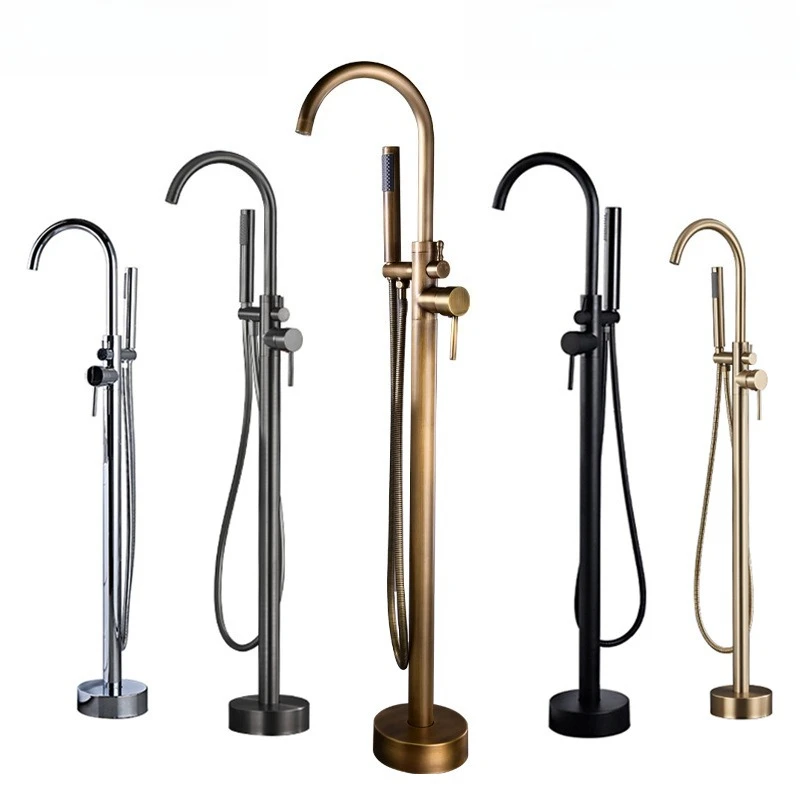European-style antique copper floor-to-ceiling bathtub faucet set, cylinder edge independent wall-connected wooden bucket basin,
European-style antique copper floor-to-ceiling bathtub faucet set, cylinder edge independent wall-connected wooden bucket basin,
