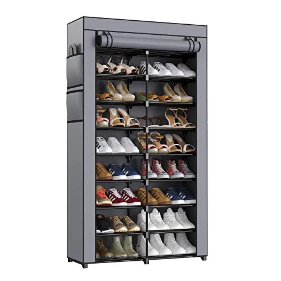 9-Tier Shoe Rack - 36-40 Pairs Organizer with Nonwoven Fabric Cover Double Row for Closet Black Rack with Gray Cover
9-Tier Shoe Rack - 36-40 Pairs Organizer with Nonwoven Fabric Cover Double Row for Closet Black Rack with Gray Cover