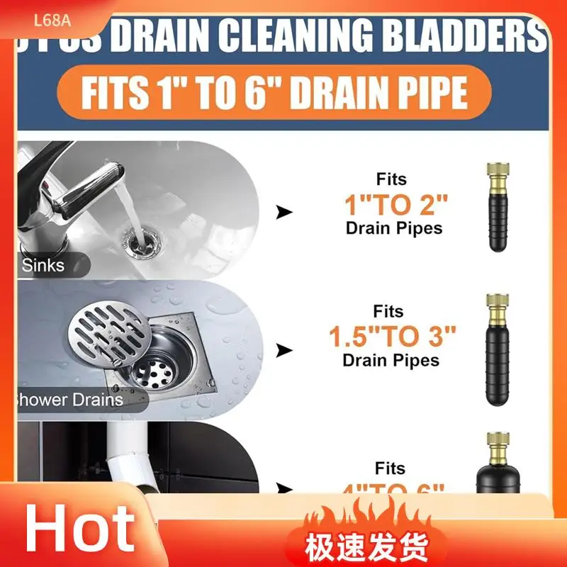 L68A Fits 1" To 6" Pipe Drain Cleaning Bladder Kit- Includes Retractable Hose, Shut-Off Valve& Faucet Adapter(3 Pieces)
L68A Fits 1" To 6" Pipe Drain Cleaning Bladder Kit- Includes Retractable Hose, Shut-Off Valve& Faucet Adapter(3 Pieces)