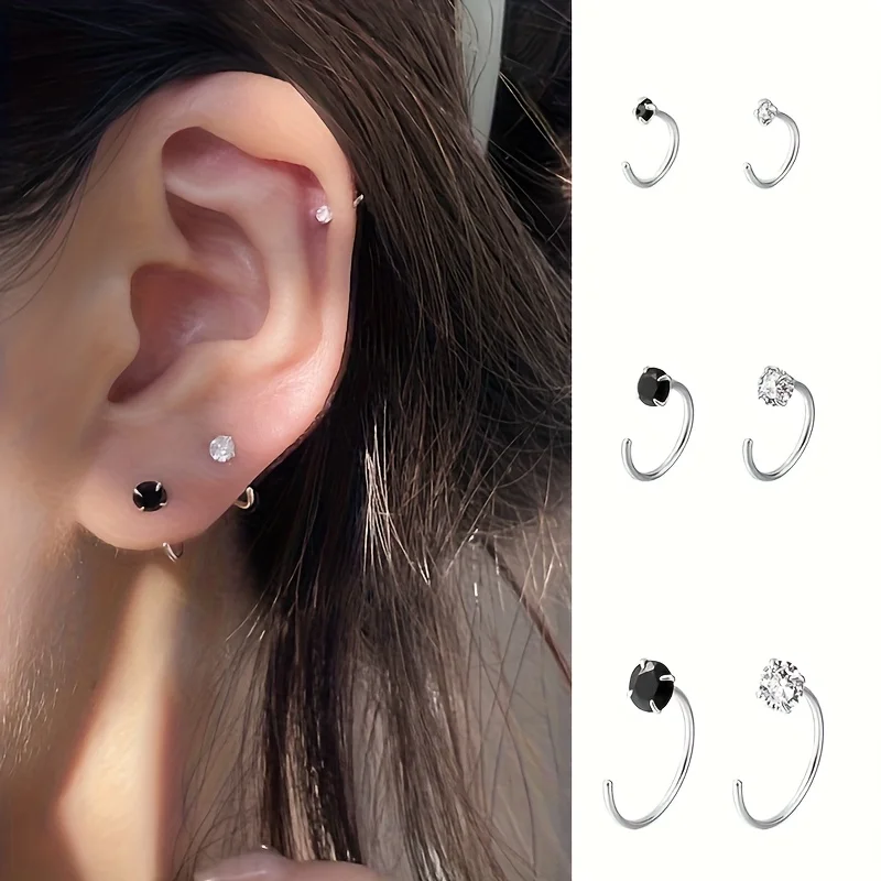 3pair Sterling silvery Huggie Hoop Earrings 6/8/10mm, Hypoallergenic Earrings Hoop Cartilage Helix Lobes Hinged Sleeper Earrings
3pair Sterling silvery Huggie Hoop Earrings 6/8/10mm, Hypoallergenic Earrings Hoop Cartilage Helix Lobes Hinged Sleeper Earrings