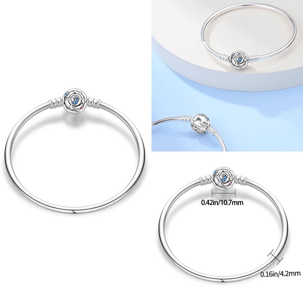 Original 925 Sterling Silver Round Star Moon Bracelets Snake Chain for DIY Charms Beads Women Jewelry Birthday Party Gift
Original 925 Sterling Silver Round Star Moon Bracelets Snake Chain for DIY Charms Beads Women Jewelry Birthday Party Gift