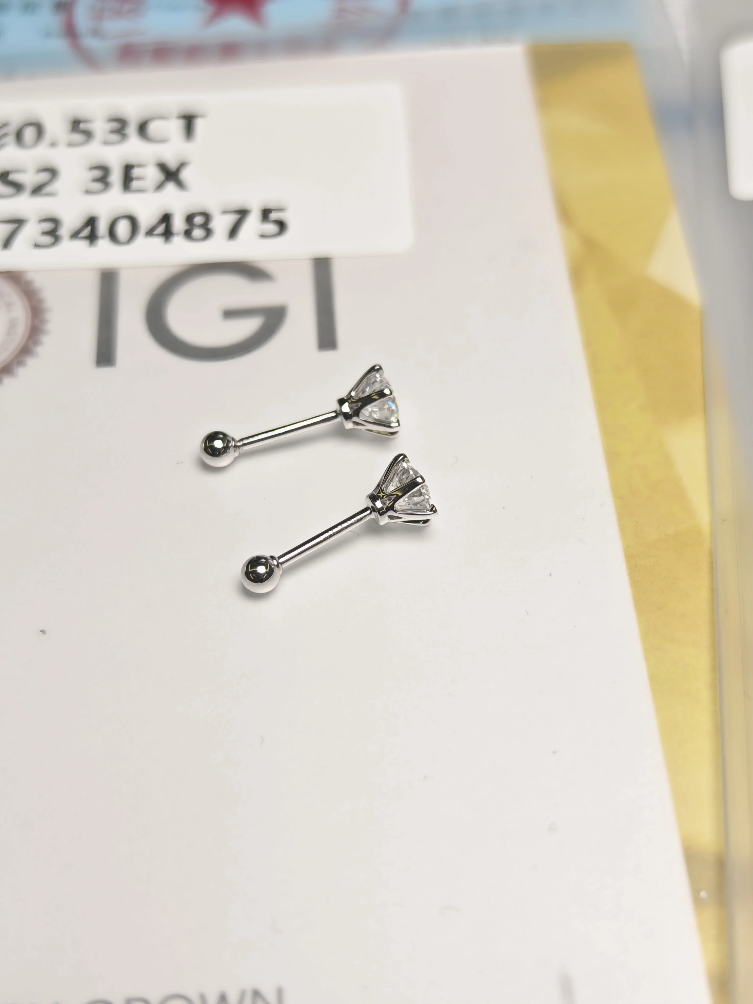 14K Gold Lab-Grown Diamond 6-Prong Ear Studs with Ball Screw Back, IGI CVD/HPHT 0.5CT Platinum Earrings & Ear Backs, Custom Whol
14K Gold Lab-Grown Diamond 6-Prong Ear Studs with Ball Screw Back, IGI CVD/HPHT 0.5CT Platinum Earrings & Ear Backs, Custom Whol