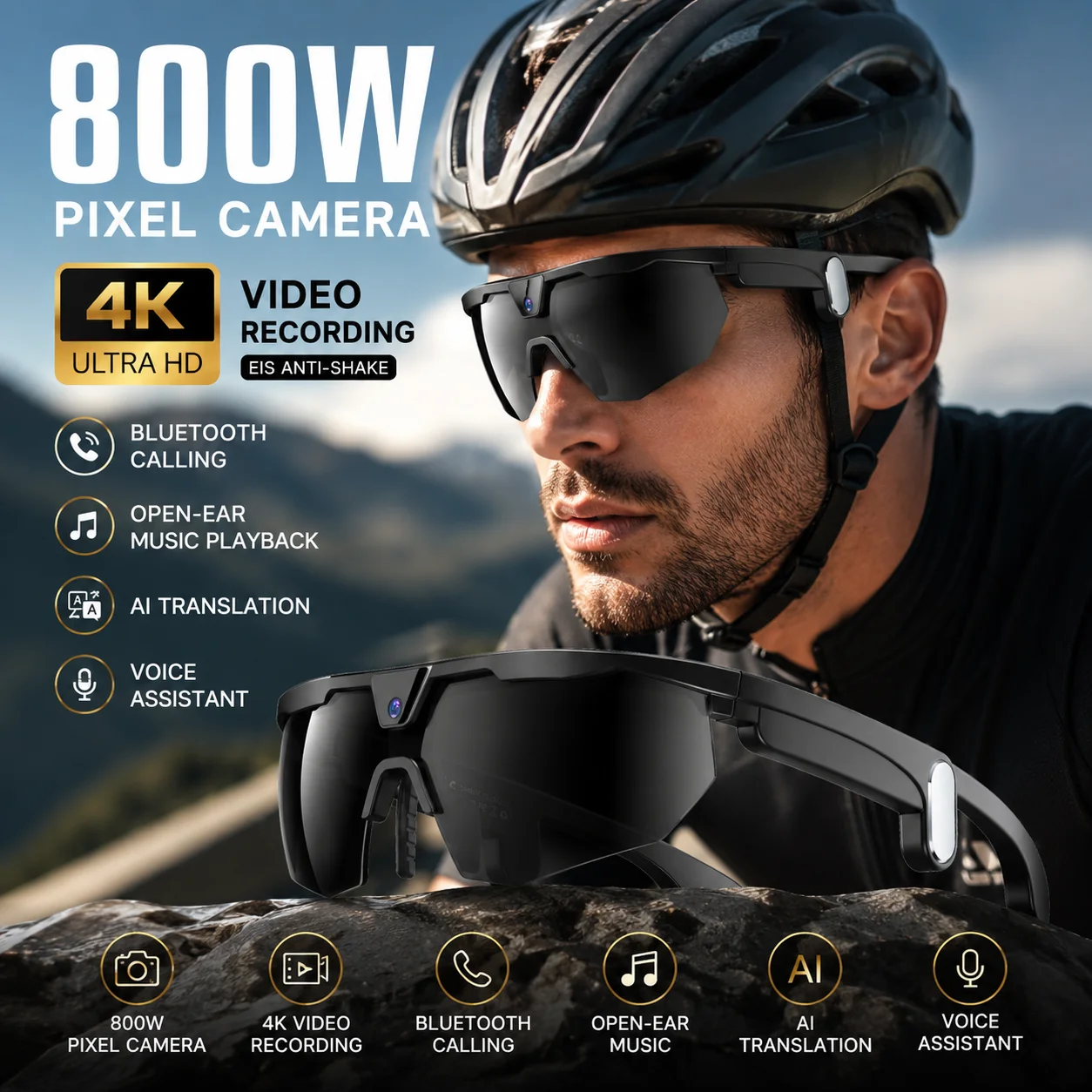 LIGE New Cycling Smart Sunglasses 800W HD Anti-shake Camera Ourdoor Sports Goggles 3D Surroud Sound BT Call Men Smart Sunglasses
LIGE New Cycling Smart Sunglasses 800W HD Anti-shake Camera Ourdoor Sports Goggles 3D Surroud Sound BT Call Men Smart Sunglasses