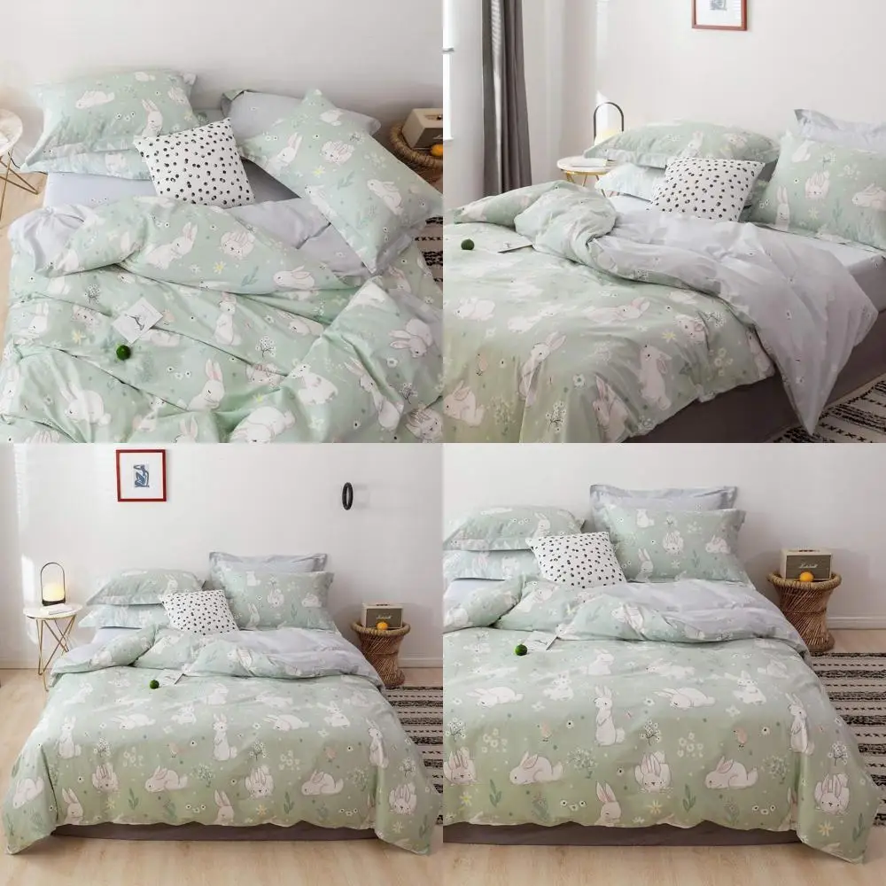 Cute Rabbit Floral Duvet Cover Set, 100% Cotton Bedding for Kids and Teens, Light Green with White Rabbits, Twin Size, 1 Comfort
Cute Rabbit Floral Duvet Cover Set, 100% Cotton Bedding for Kids and Teens, Light Green with White Rabbits, Twin Size, 1 Comfort