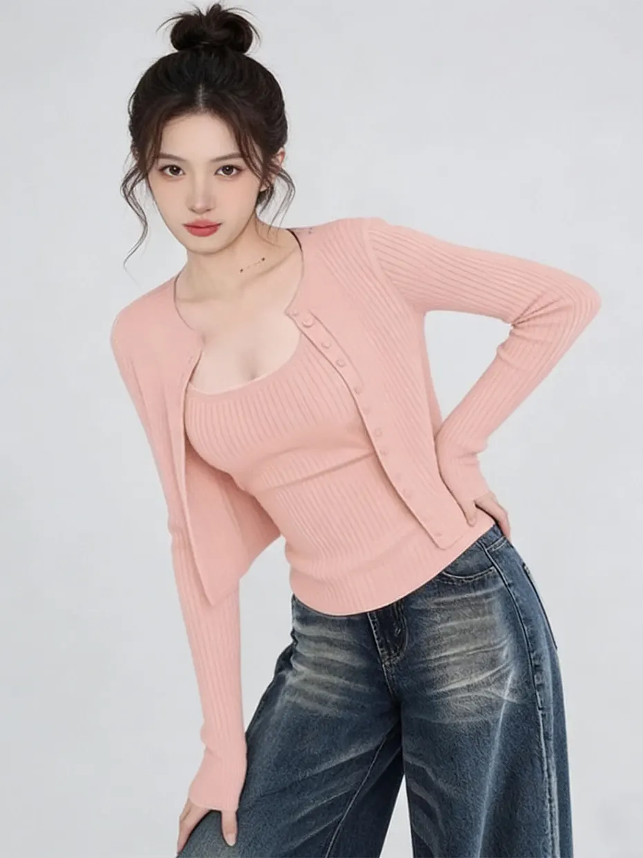 Women's Spring Knitted Cardigan Shawl Sleeveless Top And Skirt Two-Piece Set Lightweight Sun Protection Casual Style
Women's Spring Knitted Cardigan Shawl Sleeveless Top And Skirt Two-Piece Set Lightweight Sun Protection Casual Style