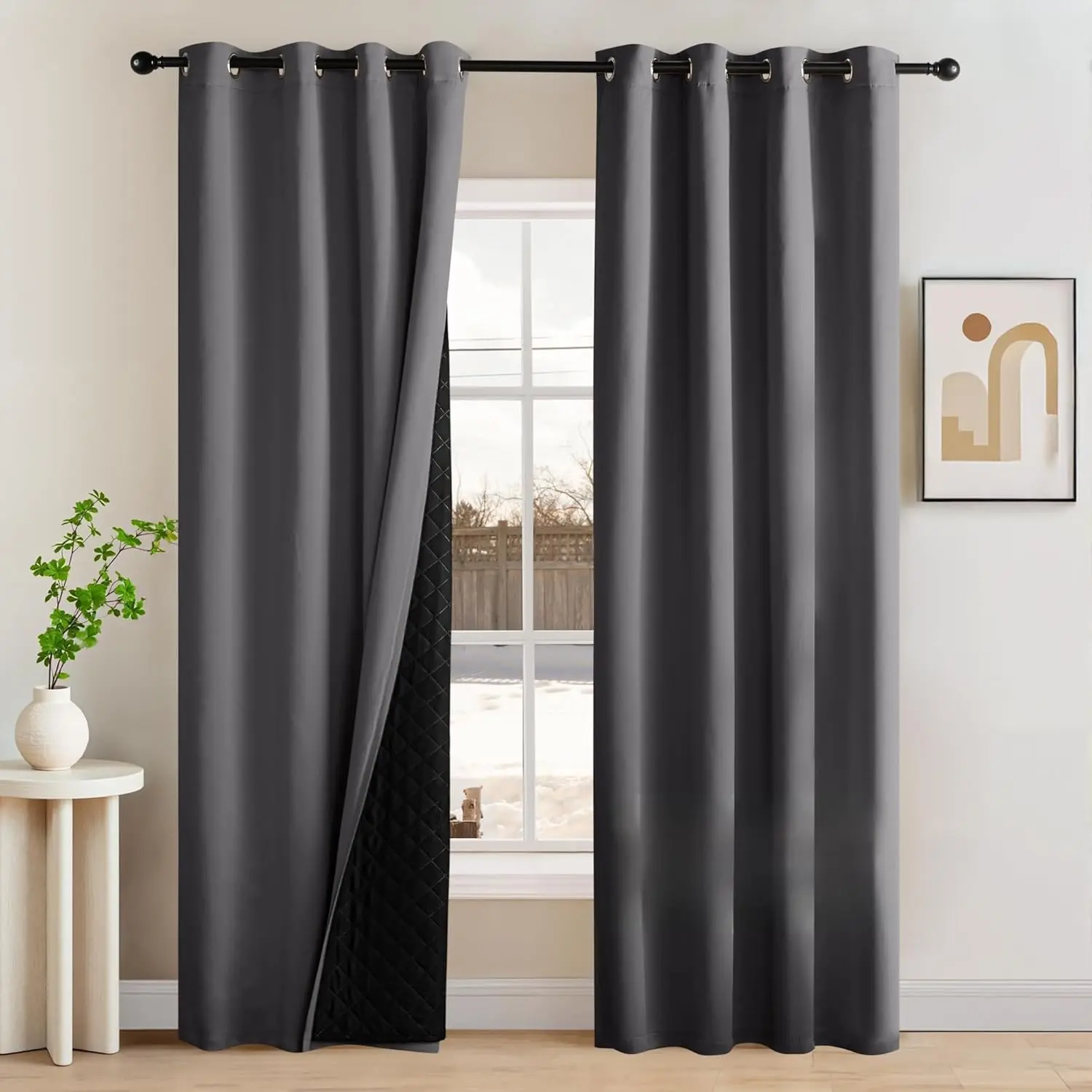 Grey Blackout Curtains 84 Inches Long, Thermal Insulated Soundproof Curtains with Black Liner 2 Panels Set for Bedroom,
Grey Blackout Curtains 84 Inches Long, Thermal Insulated Soundproof Curtains with Black Liner 2 Panels Set for Bedroom,