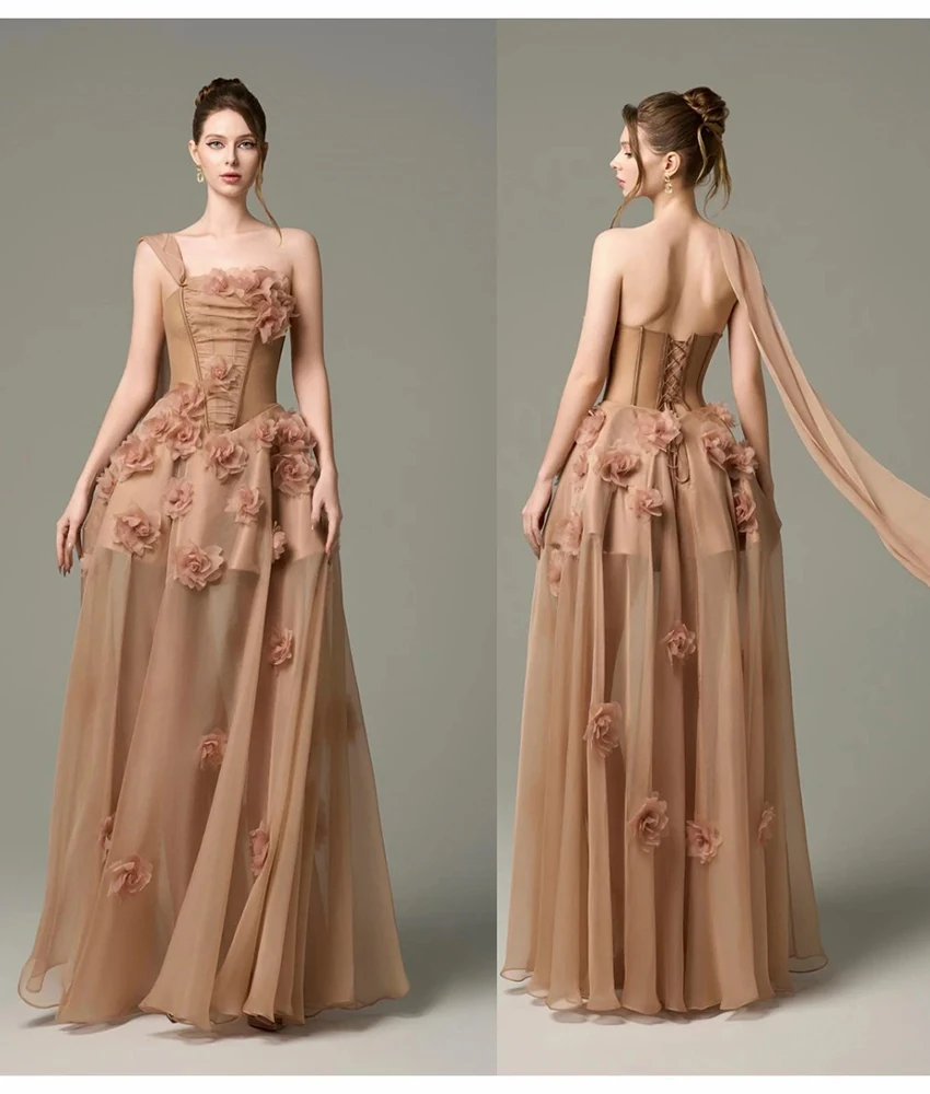 Customized Exquisite Organza A-Line Ribbons 3D Flowers Evening Dress High Quality Sleeveless Strapless Floor Length prom dresses 
Customized Exquisite Organza A-Line Ribbons 3D Flowers Evening Dress High Quality Sleeveless Strapless Floor Length prom dresses