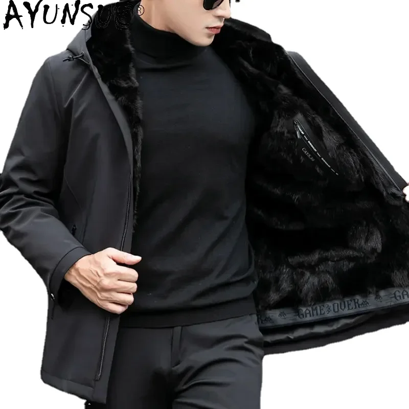 AYUNSUE Hooded Warm Fur Parkas Men Clothing Mink Fur Liner Jackets Mens Fur Jacket Coat Black Parka Chamarras Para Hombre SGG756
AYUNSUE Hooded Warm Fur Parkas Men Clothing Mink Fur Liner Jackets Mens Fur Jacket Coat Black Parka Chamarras Para Hombre SGG756