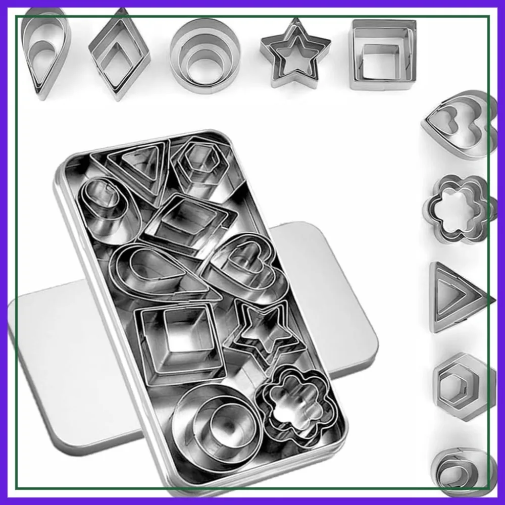 30Pcs Mini Cookie Cutter Set with Box, Stainless Steel Fruit Vegetable Tiny Cutters for Biscuit Mold
30Pcs Mini Cookie Cutter Set with Box, Stainless Steel Fruit Vegetable Tiny Cutters for Biscuit Mold