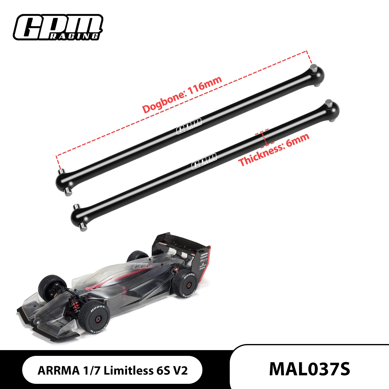 GPM 4140 Carbon Steel Center Dog Bone For ARRMA 1/7 Limitless V2 Speed AR310472
GPM 4140 Carbon Steel Center Dog Bone For ARRMA 1/7 Limitless V2 Speed AR310472