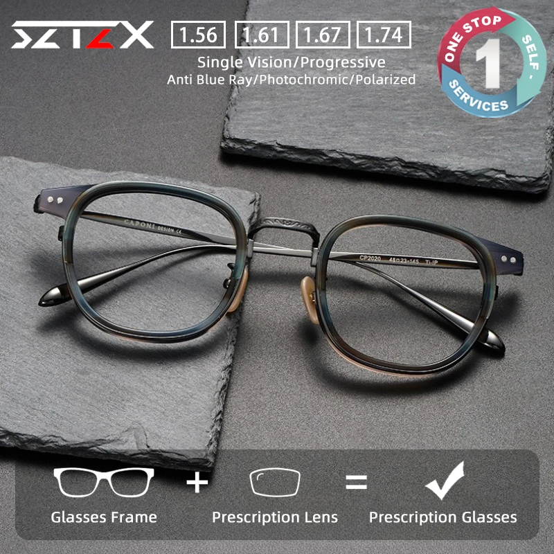 SZTZX Trendy Vintage Durable Prescription Glasses Blue Light Blocking Acetate Frame Titanium Temple Progressive Myopia Eyewear
SZTZX Trendy Vintage Durable Prescription Glasses Blue Light Blocking Acetate Frame Titanium Temple Progressive Myopia Eyewear