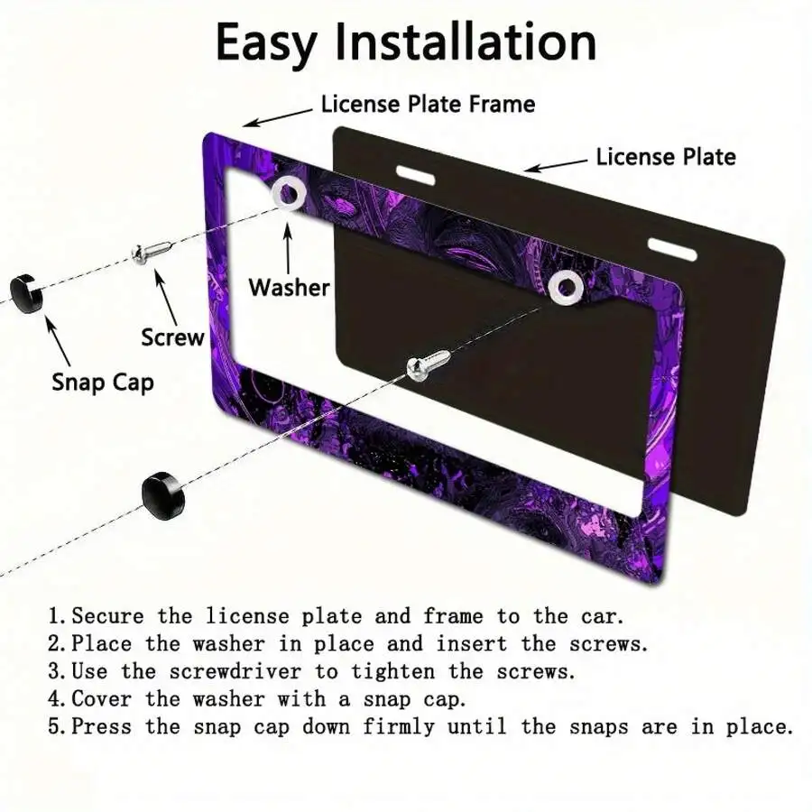 1 Piece, 12x6inch, Metal License Plate Frame Cover - Gothic Purple-Black Abstract Design, Featuring Intricate Swirl Patterns,
1 Piece, 12x6inch, Metal License Plate Frame Cover - Gothic Purple-Black Abstract Design, Featuring Intricate Swirl Patterns,