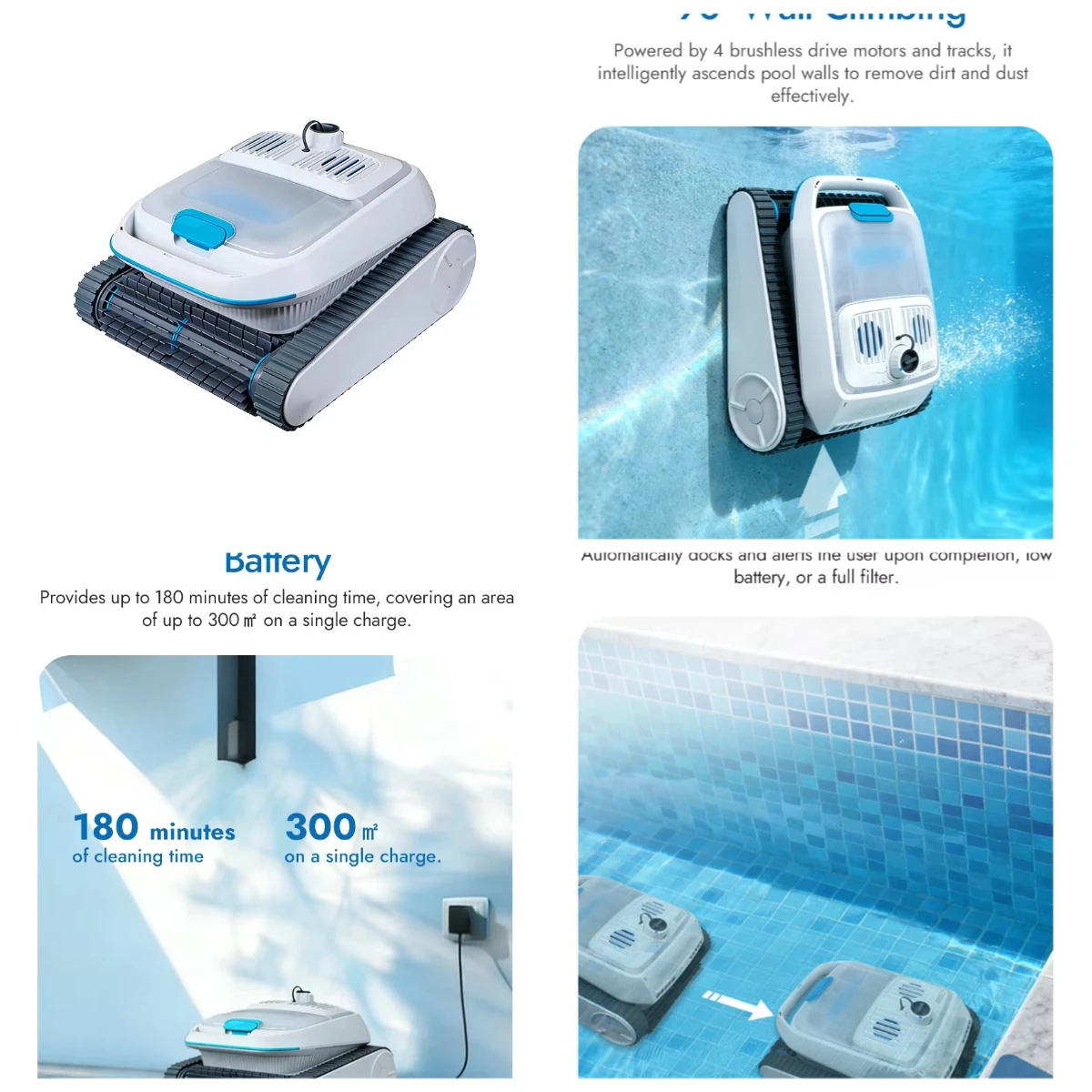 NF110 Cordless Rechargeable Robotic Pool Cleaner Automatic Floor & Wall Cleaning for Above-Ground & In-Ground Pools
NF110 Cordless Rechargeable Robotic Pool Cleaner Automatic Floor & Wall Cleaning for Above-Ground & In-Ground Pools