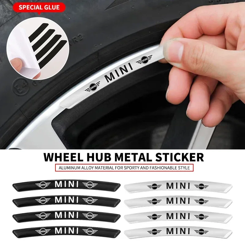 4Pcs Car Styling Wheel Rim Aluminum Logo Sticker Wheel Hub Decals for BMW MINI WORKS One Cooper JCW R60 R59 R58 R57 R56 R55