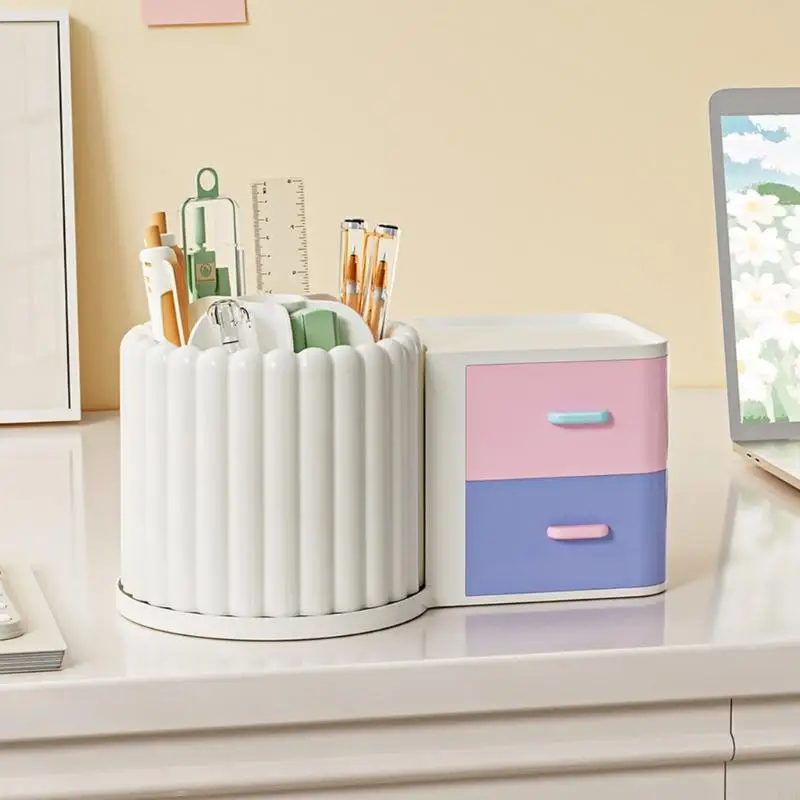 Makeup 360 Rotating Brush Holder Storage Rotating Desk with 2 Drawer 7Slots Pen Holder for Vanity JOMD
Makeup 360 Rotating Brush Holder Storage Rotating Desk with 2 Drawer 7Slots Pen Holder for Vanity JOMD
