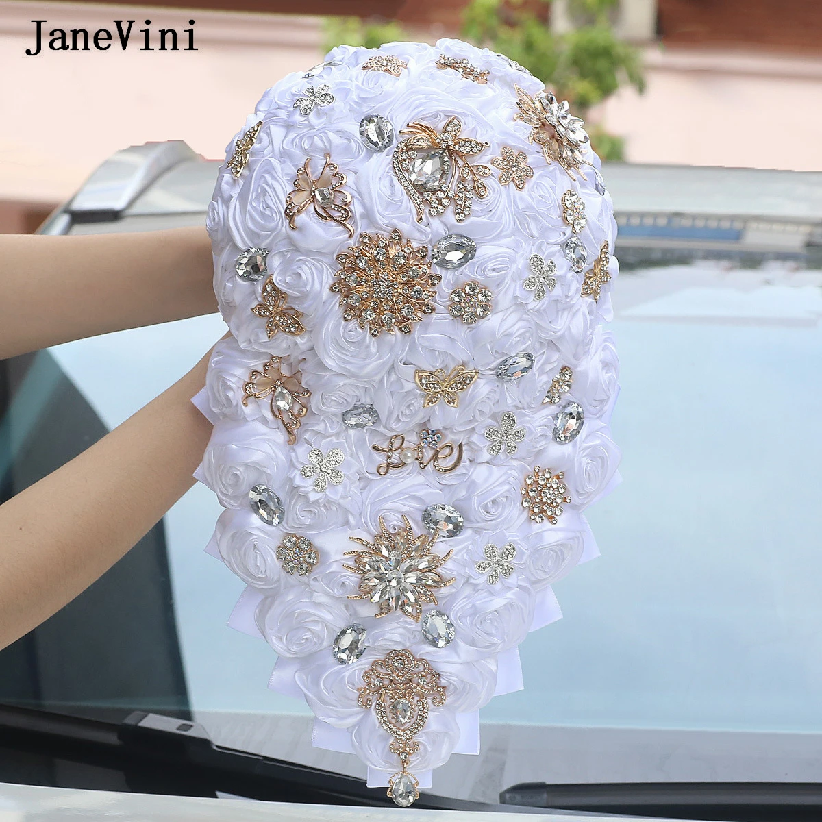 JaneVini White Waterfall Bridal Bouquets Flowers Luxury Crystals Handmade Satin Roses Bride Holding Bouquet Mariage Accessories
JaneVini White Waterfall Bridal Bouquets Flowers Luxury Crystals Handmade Satin Roses Bride Holding Bouquet Mariage Accessories