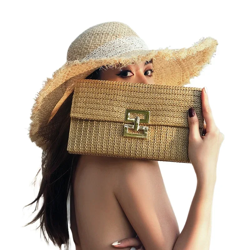 Women's elegant clutch 2025 spring and summer new Europe and the United States wind woven bag flap lock buckle vacation bag
Women's elegant clutch 2025 spring and summer new Europe and the United States wind woven bag flap lock buckle vacation bag